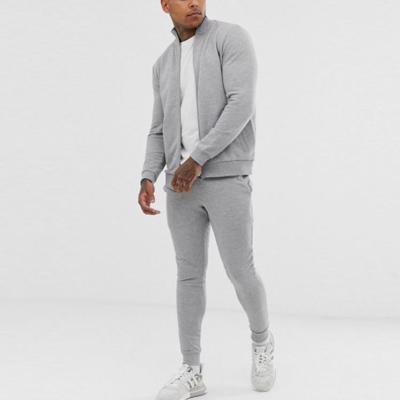 China Wholesale Gray Funnel Collar Zip Opening Slim Fit Men's White Breathable Tracksuits for sale