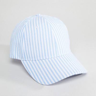 China JOINT Custom Label Blue And White Stripe Baseball Cap Dad Cotton for sale