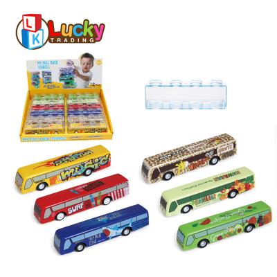 China Diecast Friction Toy Cars 6 Styles Pull Back Mini New Toys Bus With Building Block for sale