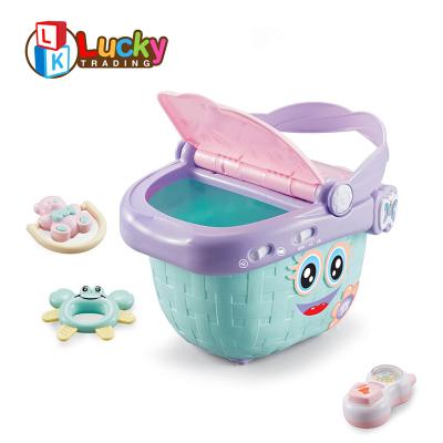 China 2022 New Baby Hand Rattle Baby Toys Electric Babies Set Plastic Hand Bell Shaker Bear Baby Rattle Toys With Collection Box for sale