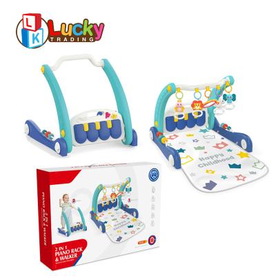 China Foldable 2 in 1 Piano Keyboard Mat Baby Fitness Stand Kids Activity Piano Keyboard Mat and Baby Walker for sale