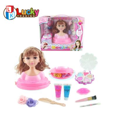 China Play Girls Fashion Princess Makeup Doll Toy Home Hair Styling Beauty Doll Head for sale