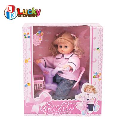 China Ride On 15 Inch Vinyl Baby Bike - Doll Kits Girl Toys Ride The Bike Singing Doll for sale