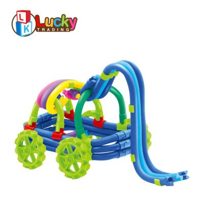 China Imagination Building Block Rainbow Plastic Connectors Rod Twist Toy Flexible Tube For Kids for sale