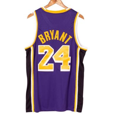 China 2021 Breathable Custom Team OEM Men's Basketball Uniform Youth Wear #24 Bryant Logo High Quality Embroidered Basketball Tank Tops for sale