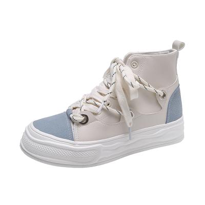 China High top lightweight canvas shoes women's shoes 2021 new lace bottom thick casual shoes 8595 street for sale