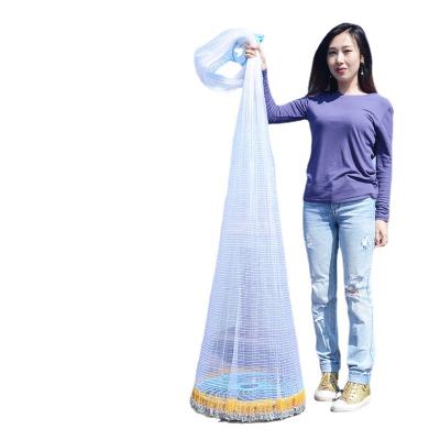 China Traditional old-fashioned monofilament 1.5m hand-spreading fishing net, automatic fishing net, artificial mighty horse lead sinker for sale