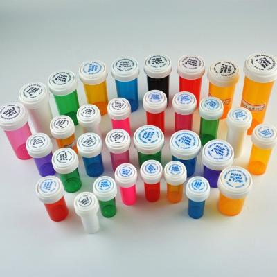 China Assorted Medicine Colors 5/13/19/30/60/90Dr Child Resistant Medication Reversible Vial Cap Plastic Vials for sale