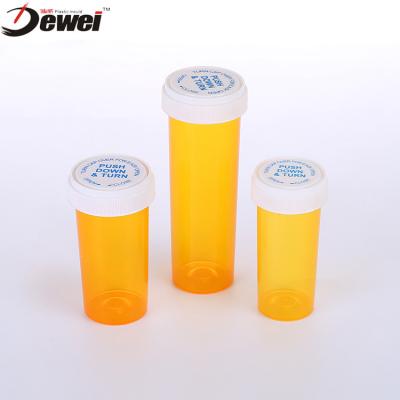 China Medicine 24ml, 30ml, 50ml, 60ml, 80ml, 120ml, 240ml Plastic Reversible Tablet Pharmacy Vials Cap Vials for sale