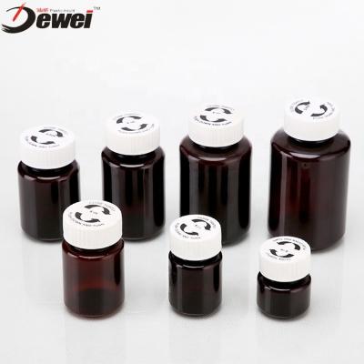 China Kid Pill Bottles Pet Capsule Bottle Resistant Amber Tablet Bottle C&C for sale