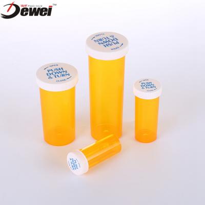 China Medicine Drachma Cap Pills Capsules Injection Vial Childproof Containers Push Down Plastic Tower Vials for sale