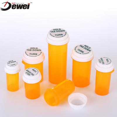 China Inch 10/13/16/20/30/40/60Dram Pharmaceutical Pharmaceutical Click Vial Amber Pp Plastic Bottle for sale