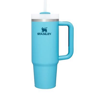 China Stocked 30oz Stanley Quencher Chambray Travel Mug with Straw H2.0 Flowstate Tumbler for sale