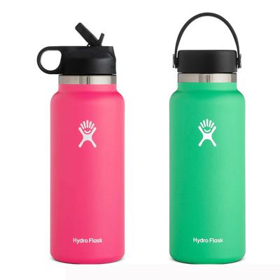 China Hot Sale 32oz Double Wall Vacuum Stainless Steel Stocked Wide Mouth Water Bottle HydroFlask With Flex Cap for sale