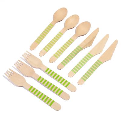 China Disposable Disposable Takeout Food Grade Knife Fork and Spoon Cutlery Box Bamboo Wooden Set for sale