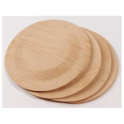 China High Quality Disposable 7 9 11 Inch Eco-Friendly Disposable Cutlery Bamboo Wooden Square Round Dish Set for sale