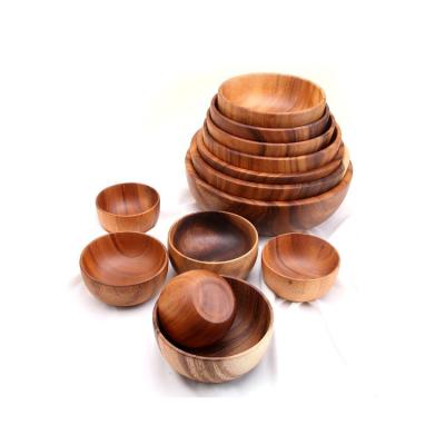 China Disposable Custom Wholesale Kitchen Salad Bowl Coconut Style Wooden Bamboo Bowl for sale