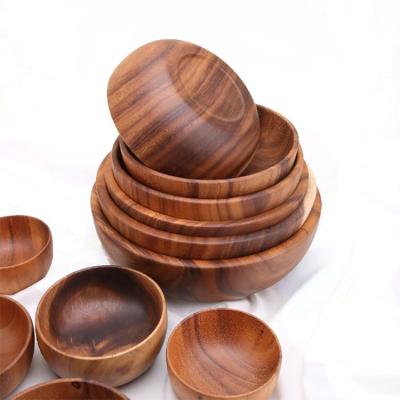 China Disposable Kitchen Dough Bowl Coconut Style Bamboo Wooden Bowl With Spoon Wholesale for sale