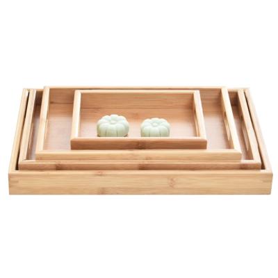 China Home Hotel Restaurant Wholesale Custom Eco Friendly Bamboo Wooden Round Rectangular Serving Trays with Cheap Price for sale