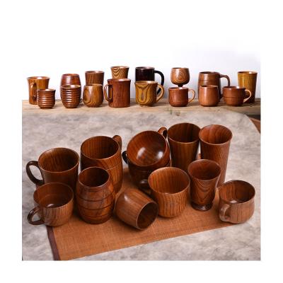 China Sustainable Goods In Stock Eco-Friendly Wooden Tea Beer Milk Coffee Handle Mug Single Cup With Saucer for sale