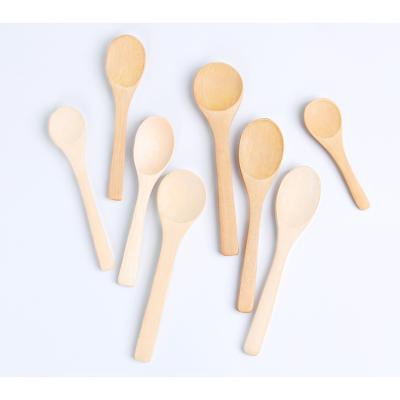 China Disposable Wholesale Custom Small Wood Eating Salad Scoop Serving Spoon With Logo for sale