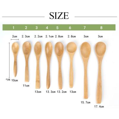 China Mini Small Large Bamboo Wooden Disposable Reusable Tea Honey Dinning Spoon Custom Food Grade for sale