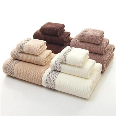 China 100% Custom Wholesale Kid Safe High Quality Cotton 3pc Household Hotel Bath Towel Face Hand Towel Set Embroidery Logo for sale