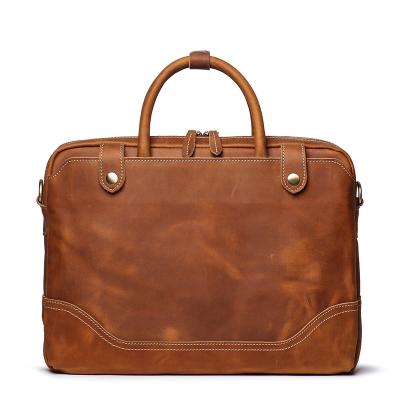 China Good Quality Custom Design Fashion Design Cowhide Leather Men's Business Genuine Leather Briefcase Tote Bag Custom Handle Bag for sale