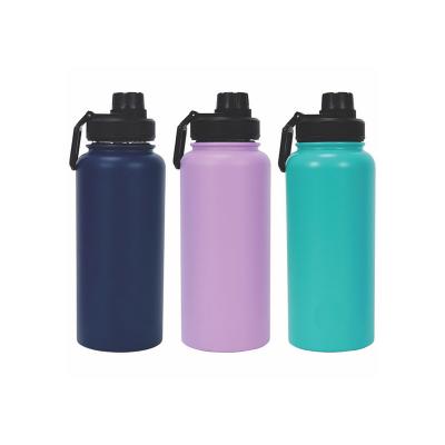 中国 In stock BPA free Double wall 304 stainless vacuum insulated wide mouth 32oz water bottle with different lids 販売のため