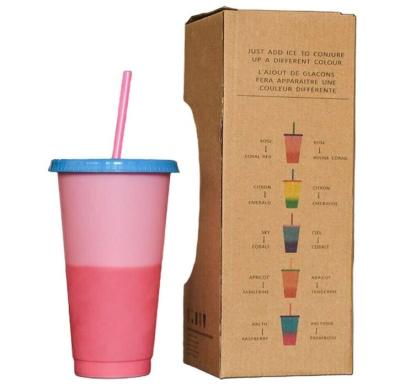 Cina Reusable Water Tumbler Cup Color Changing Cold Plastic Tumbler With Lid in vendita