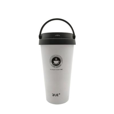 中国 New Design Double Wall Stainless Steel Coffee Cup Vacuum Coffee Thermos Insulated Travel Water Tumbler With Top Handle Lid 販売のため