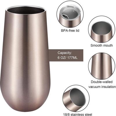 中国 Double Wall Wine Tumbler Cup Stemless Egg Shape Vacuum Insulated Water Cup 販売のため