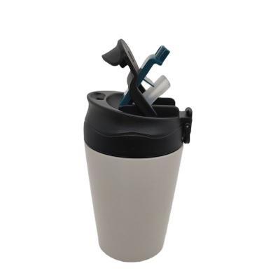 Cina New designed 400ml Double Wall Stainless Steel Vacuum 2 in 1 Straw Sippy cup Coffee mug in vendita