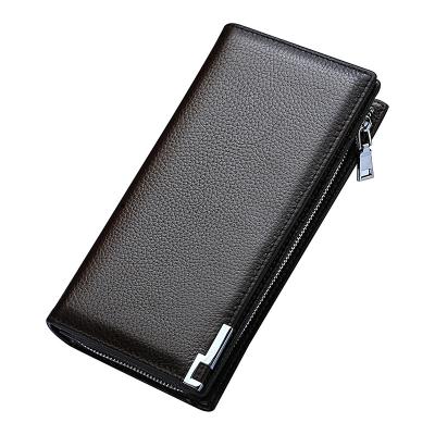 China high quality & New Style Durable Men's Wallet Long Leather Top Layer Whip Men's Wallet Zipper Wallet Business Casual Dress Clutch for sale