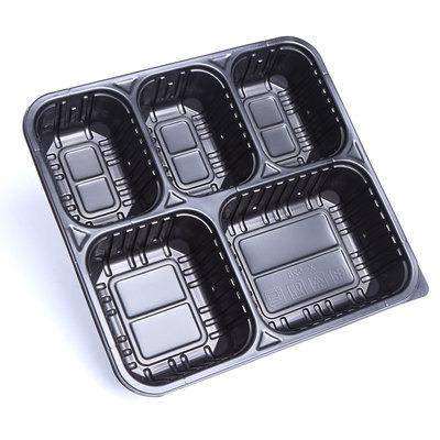 China Eco-Friendly Food Packaging Plastic Food Container, 5 Compartment Disposable Plastic Microwavable Takeout Bento Food Storage Lunch Boxes for sale