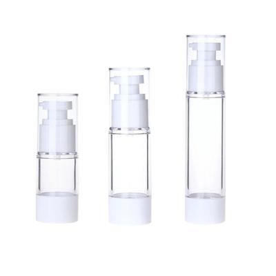 China Wholesale Fashion Accessories 15ml 30ml 50ml Vacuum Bottle Spray Bottle, ABS Emulsion Vacuum Plastic White Plastic Lotion Pump Cosmetic Bottle for sale