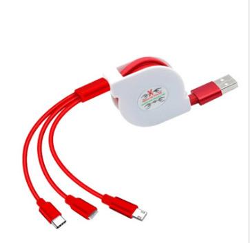 China Hot Selling New Arrival MP3/MP4 Player 3 In 1 Quick Charging Type C Cable Retractable Type C Cable USB Cable For IOS And Android Type C for sale