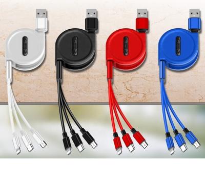 China Best MP3 / MP4 Player OEM Price 3 In 1 Retractable Multi Type C USB Cable Charger Charging Cables for sale