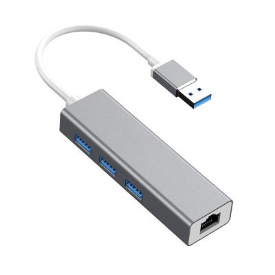 China Aluminum+PVC+Copper USB 3.0 to USB 3.0 HUB X3 to RJ45 Gigabit Ethernet Network Adapter for sale