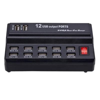 China LAPTOP USB Charging HUB 12 Ports 12A Ports 12A Charging Station Mobile Phone Tablet Digital Fast Charger For iPhone Samsung for sale