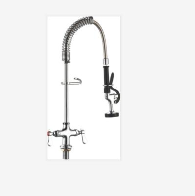 China Industrial Restaurant Food Service Chrome Plating Handle Double Pre Rinse Brass Faucet For Bar Operation for sale