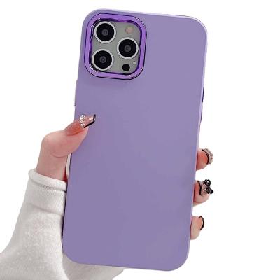 China Camera View Shockproof Luxury Plating Candy Color 2.0mm Liquid Silicon Phone Case For iPhone 14Pro Max Electroplated Cover for sale