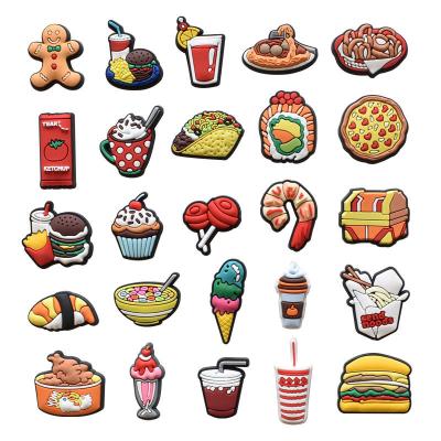 China Choke charm cartoon food clog charms custom logo wholesale bulk burger pvc shoes charms for clog shoes bracelet and sushi accessories for sale