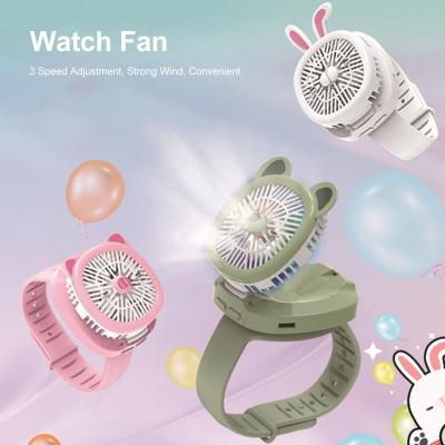 China Ultra-Quiet Silicone Handheld Fan 3 Speed ​​Watch USB Rechargeable Wristwatch Fan with Comfortable Strap for Kids Gifts for sale