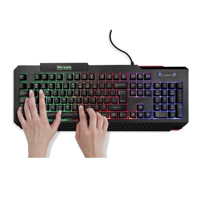 China Hot Selling Multimedia Keys Factory Top Selling USB Multimedia Gaming Keyboard 104 Wire 104 Keys RGB Gaming Keyboard for sale