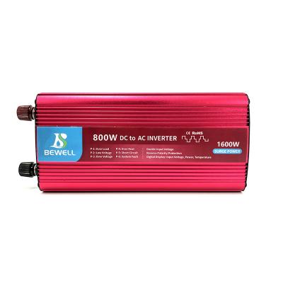 China AC 110v 220v Shell Material Bewell 800w 12v 24v 48v dc modified sine wave power inverter for sale