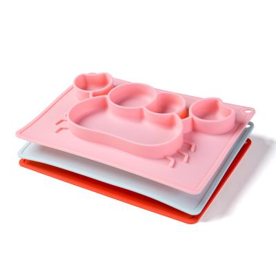 China New Minimalist Wholesale Biodegradable Children's Dinner Snack Sucker Bowl Baby Feeding Tableware Set Split Silicone Baby Dinner Dish for sale