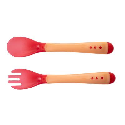 China Sustainable BPA Free PP Toddler Utensils Feeding Baby Fork And Spoon Set Kids Cutlery Set With Case for sale