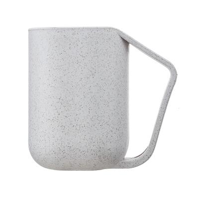 China Sustainable custom logo eco-friendly wide-mouth biodegradable mug, wheat straw coffee cup with PP plastic lid and handle for sale