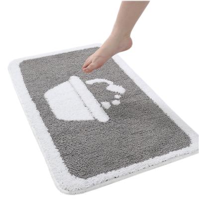 China Washable Custom Funny Water Absorbent Bath Easy Wash Bathroom Rug Microfiber Bath Door Mat For Tub for sale